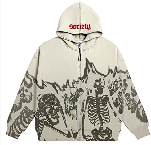 Amazon.com: Tyadorw Punk Goth Zip Up Hoodie Y2K Skeleton Graphic